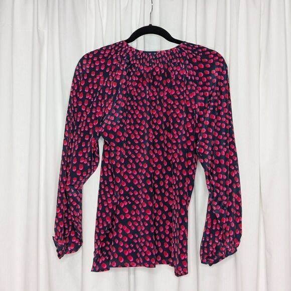 Tucker Clara Blouse Pop Dot in Silk Crepe de Chine Button Down Long Sleeve - Picture 4 of 8